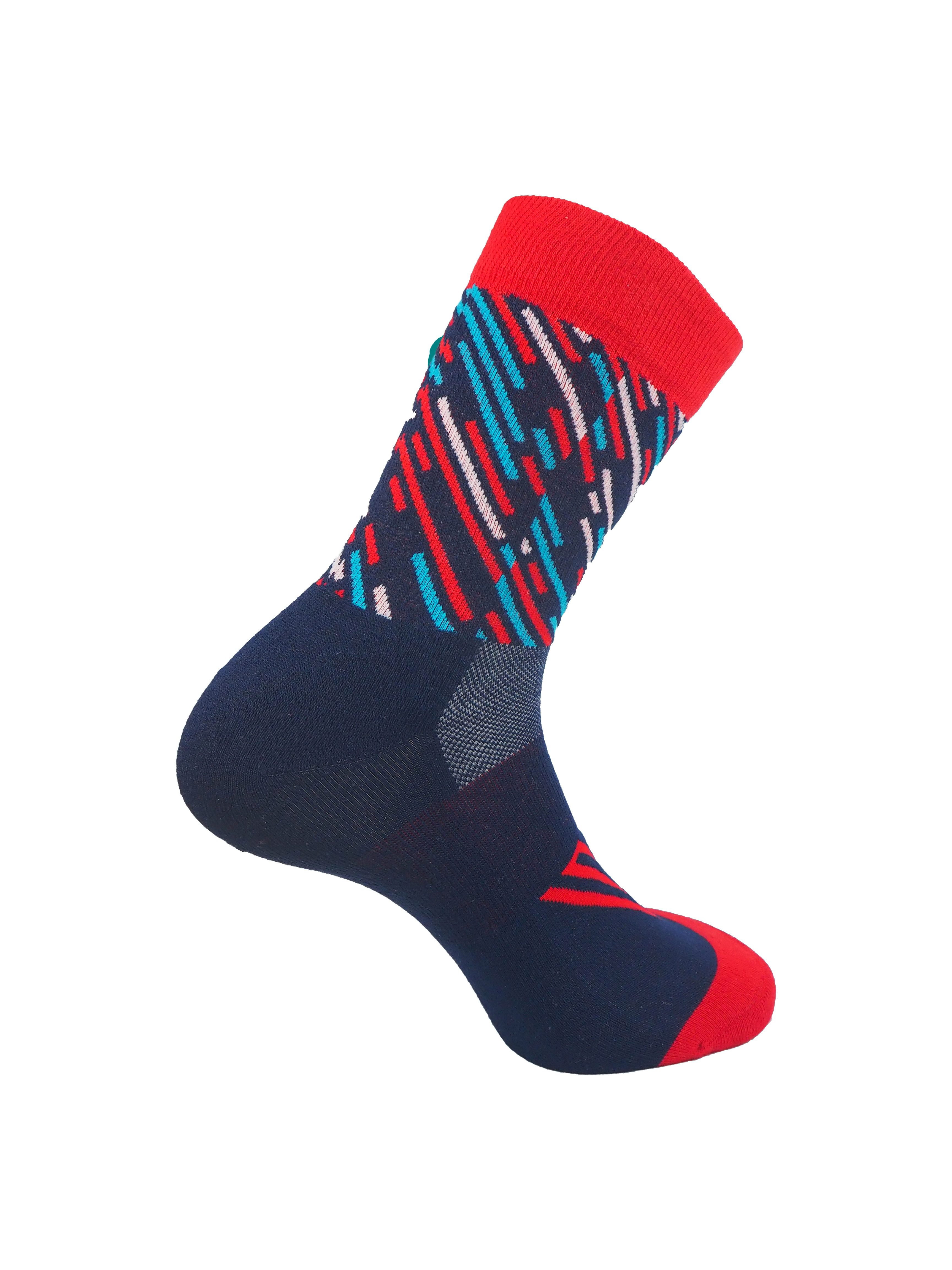 Menorca 5x socks made from Coolmax and cotton, showcasing breathable zones and comfortable fit, available in various sizes.