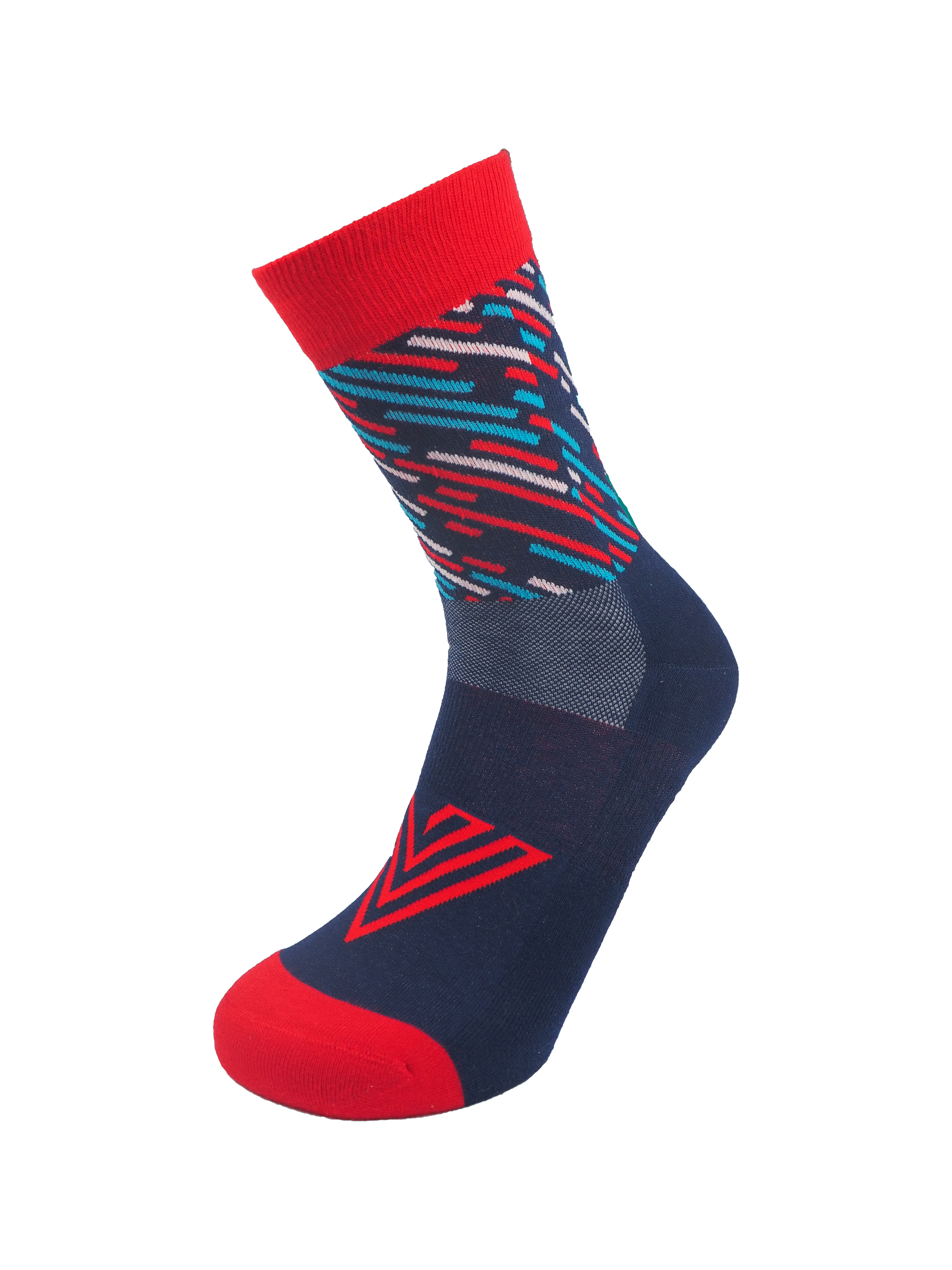 Menorca 5x socks made from Coolmax and cotton, showcasing breathable zones and comfortable fit, available in various sizes.