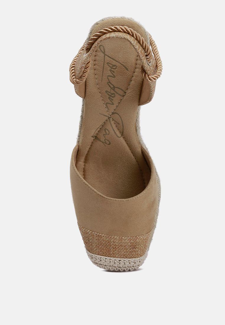 Aiden Lace-Up Crochet Espadrilles featuring micro suede and crochet materials, closed square toe, and stylish lace-up straps.