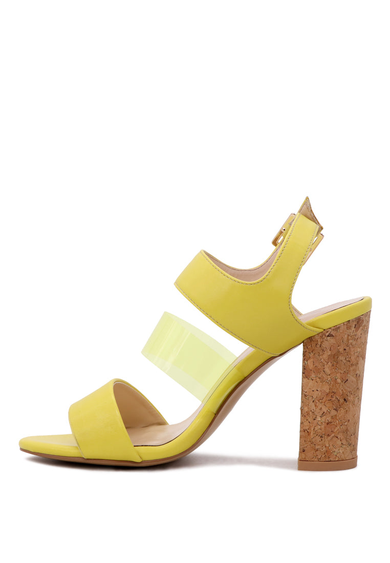 Alisha Clear Strap Block Heeled Sandals featuring a stylish clear strap design and chunky heel, perfect for any occasion.