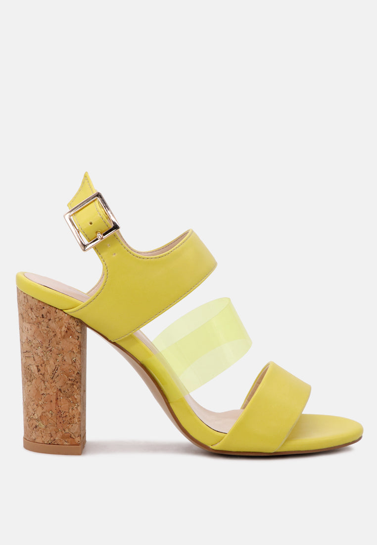 Alisha Clear Strap Block Heeled Sandals featuring a stylish clear strap design and chunky heel, perfect for any occasion.