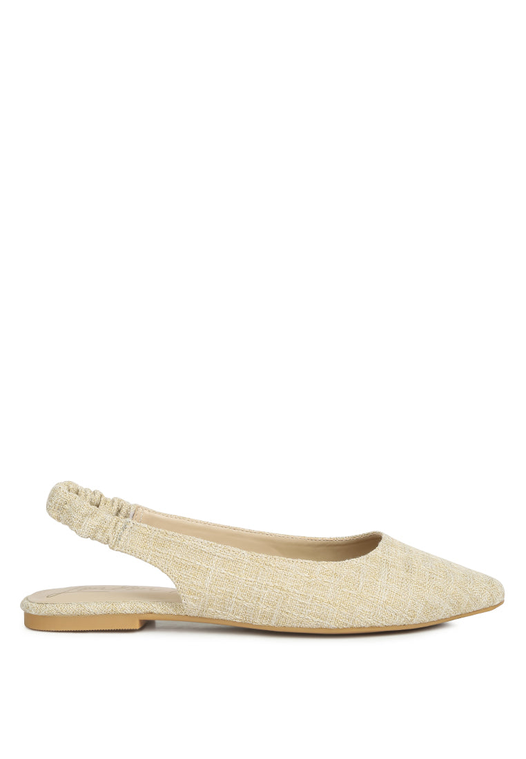 Amirah Slingback Ballet Flats featuring a chic slingback design, closed pointed toe, and durable canvas upper in a stylish color.