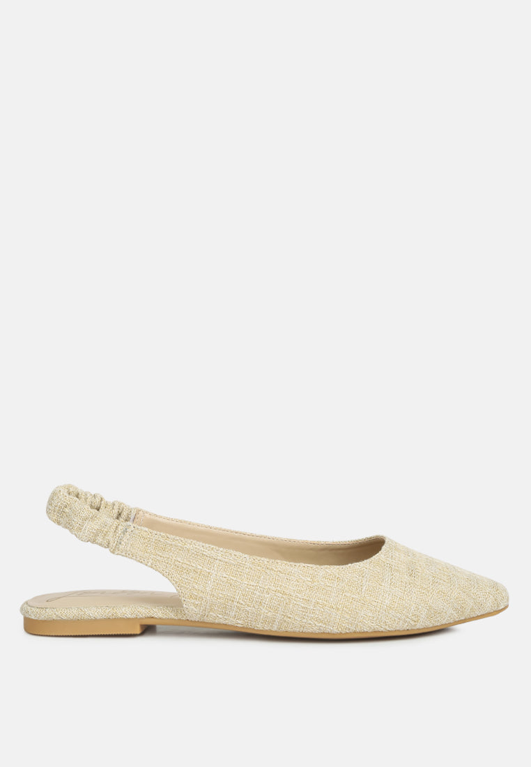 Amirah Slingback Ballet Flats featuring a chic slingback design, closed pointed toe, and durable canvas upper in a stylish color.