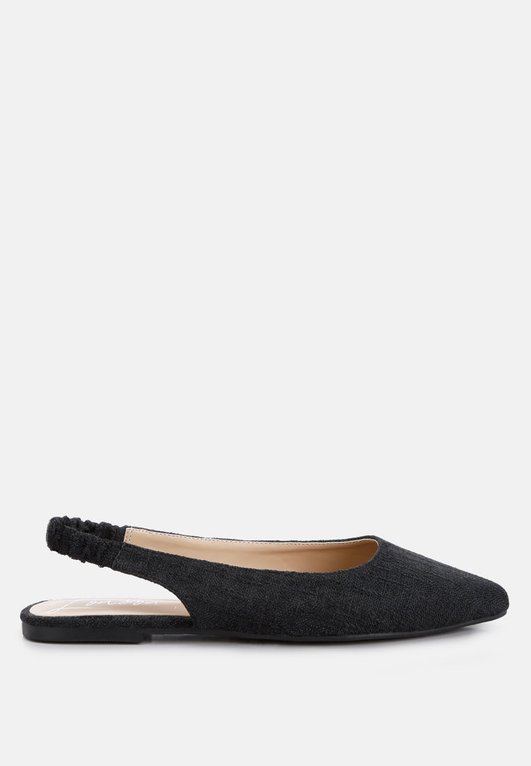 Amirah Slingback Ballet Flats featuring a chic slingback design, closed pointed toe, and durable canvas upper in a stylish color.