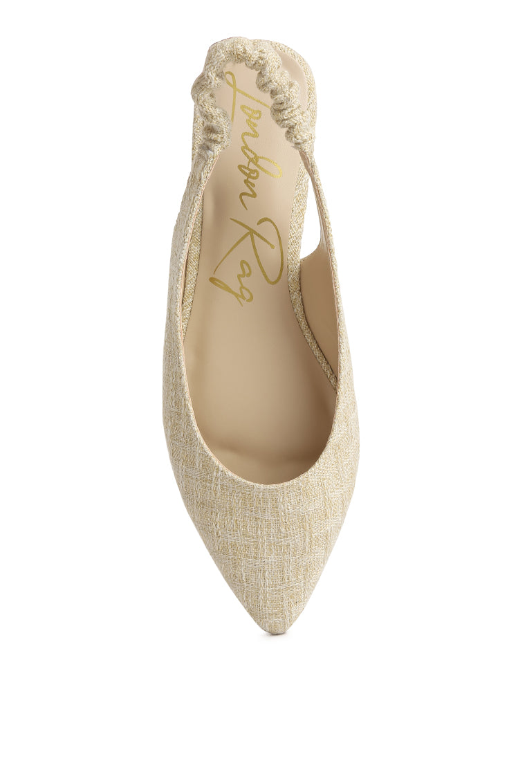 Amirah Slingback Ballet Flats featuring a chic slingback design, closed pointed toe, and durable canvas upper in a stylish color.