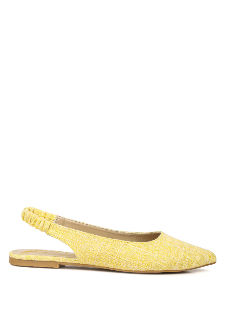 Amirah Slingback Ballet Flats featuring a chic slingback design, closed pointed toe, and durable canvas upper in a stylish color.