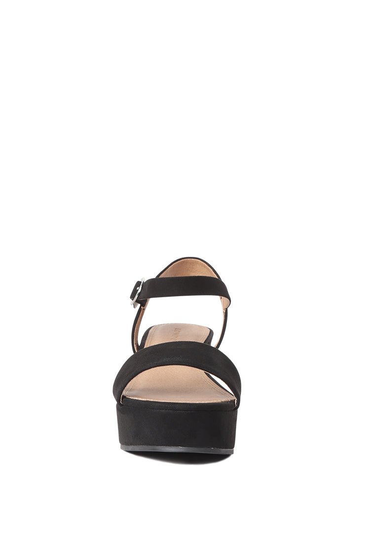 A pair of stylish Ankle Strap Wedge Sandals featuring a platform heel and adjustable buckle, perfect for summer wear.