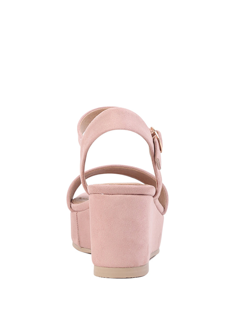 A pair of stylish Ankle Strap Wedge Sandals featuring a platform heel and adjustable buckle, perfect for summer wear.