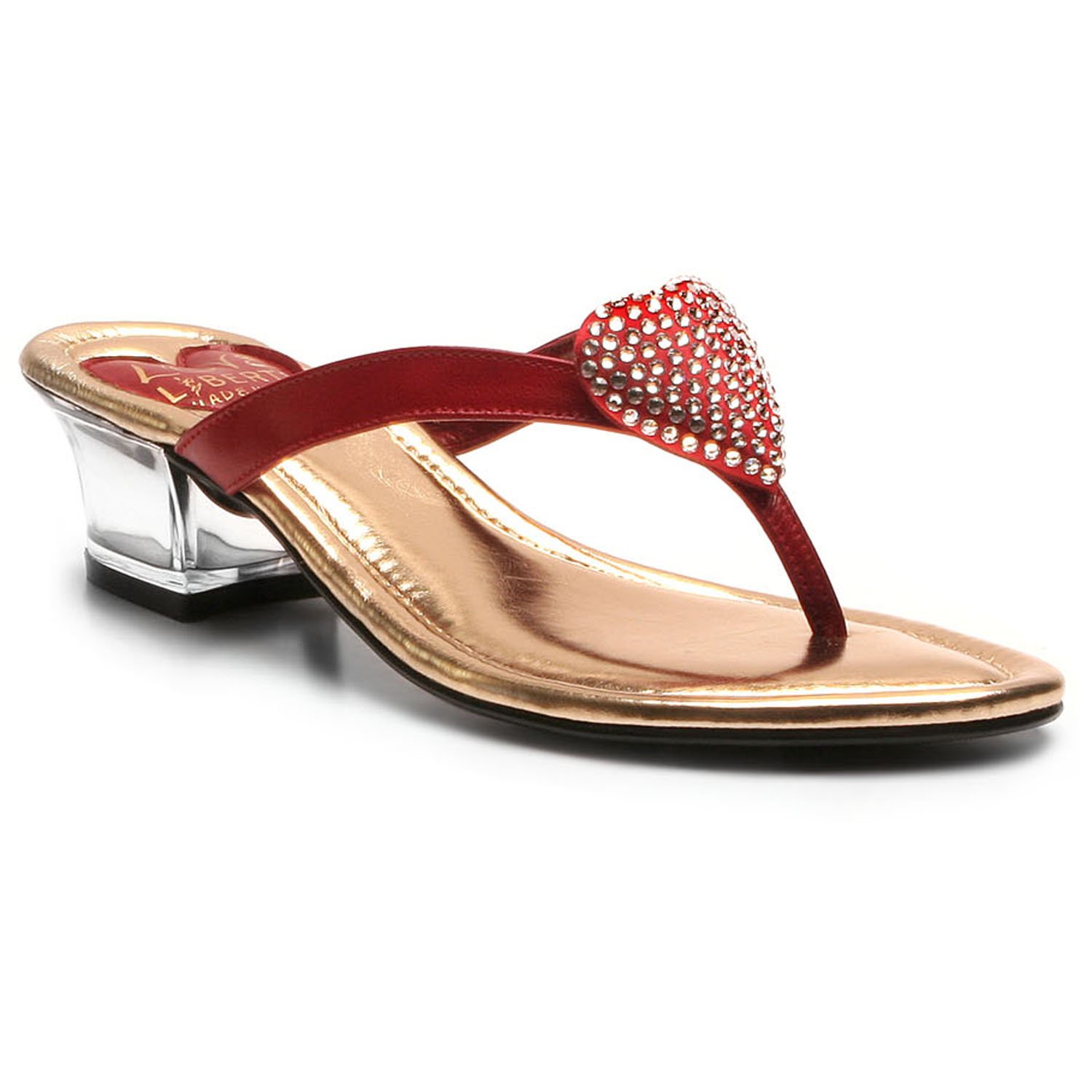 Aphrodite sandals featuring a clear block heel and heart accessory, designed for summer comfort and style.