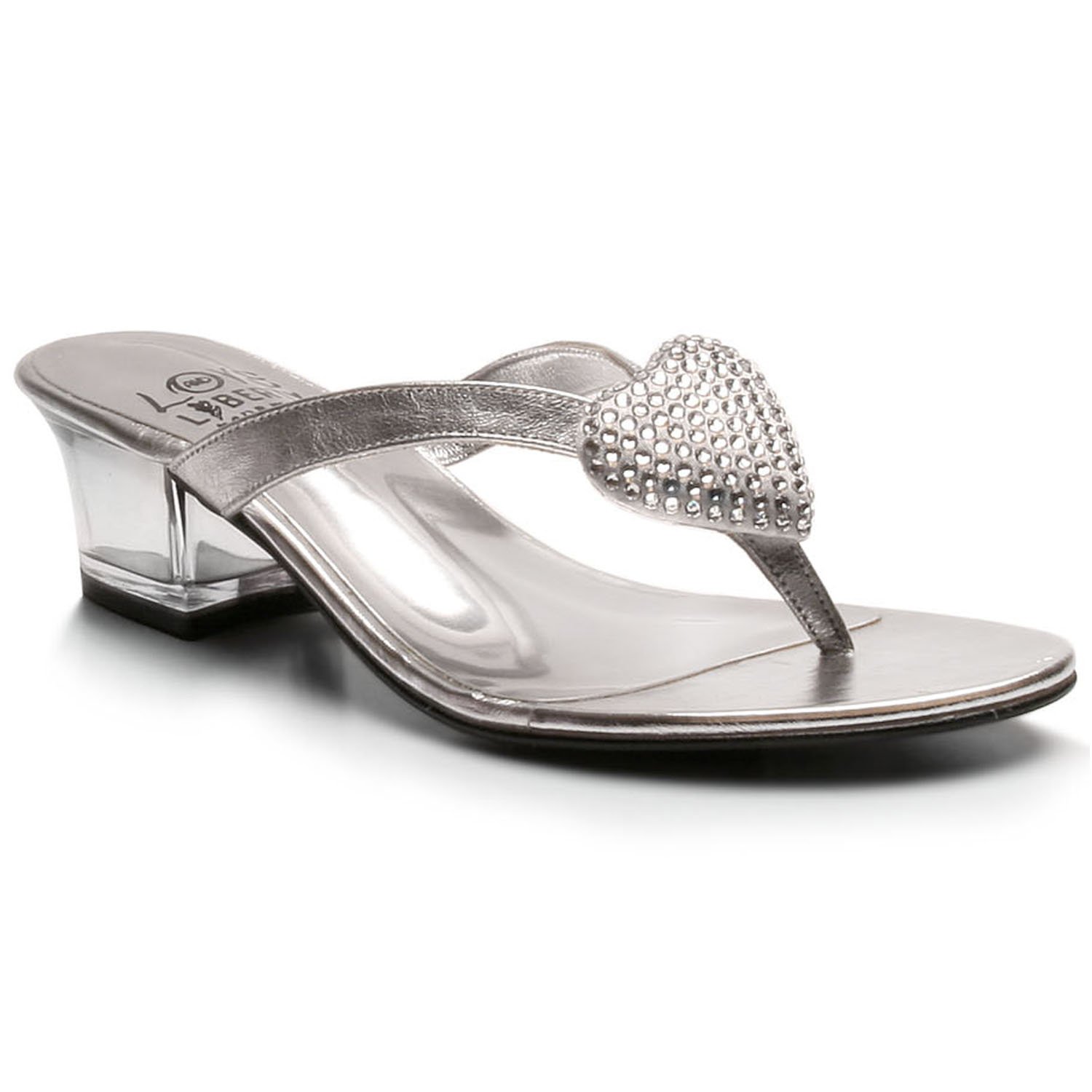 Aphrodite sandals featuring a clear block heel and heart accessory, designed for summer comfort and style.