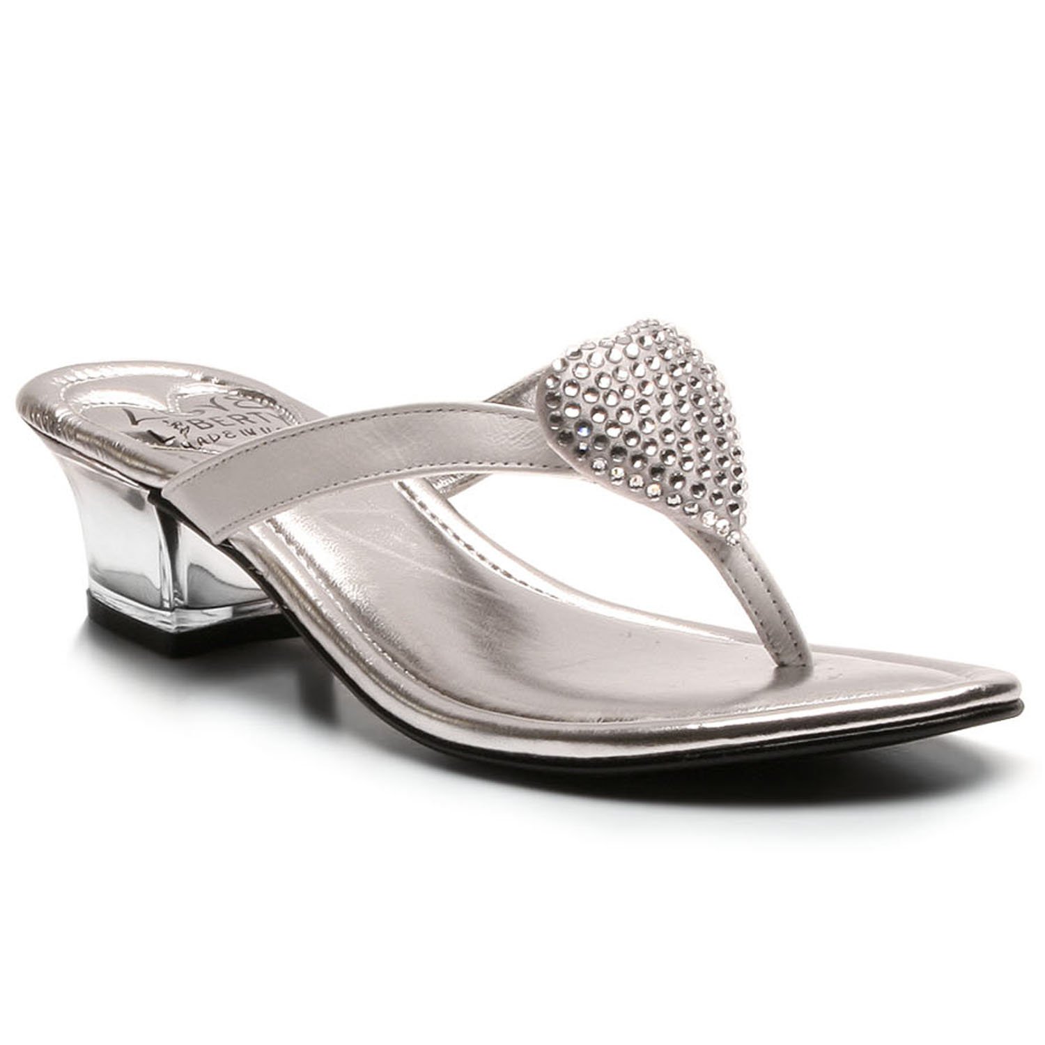 Aphrodite sandals featuring a clear block heel and heart accessory, designed for summer comfort and style.