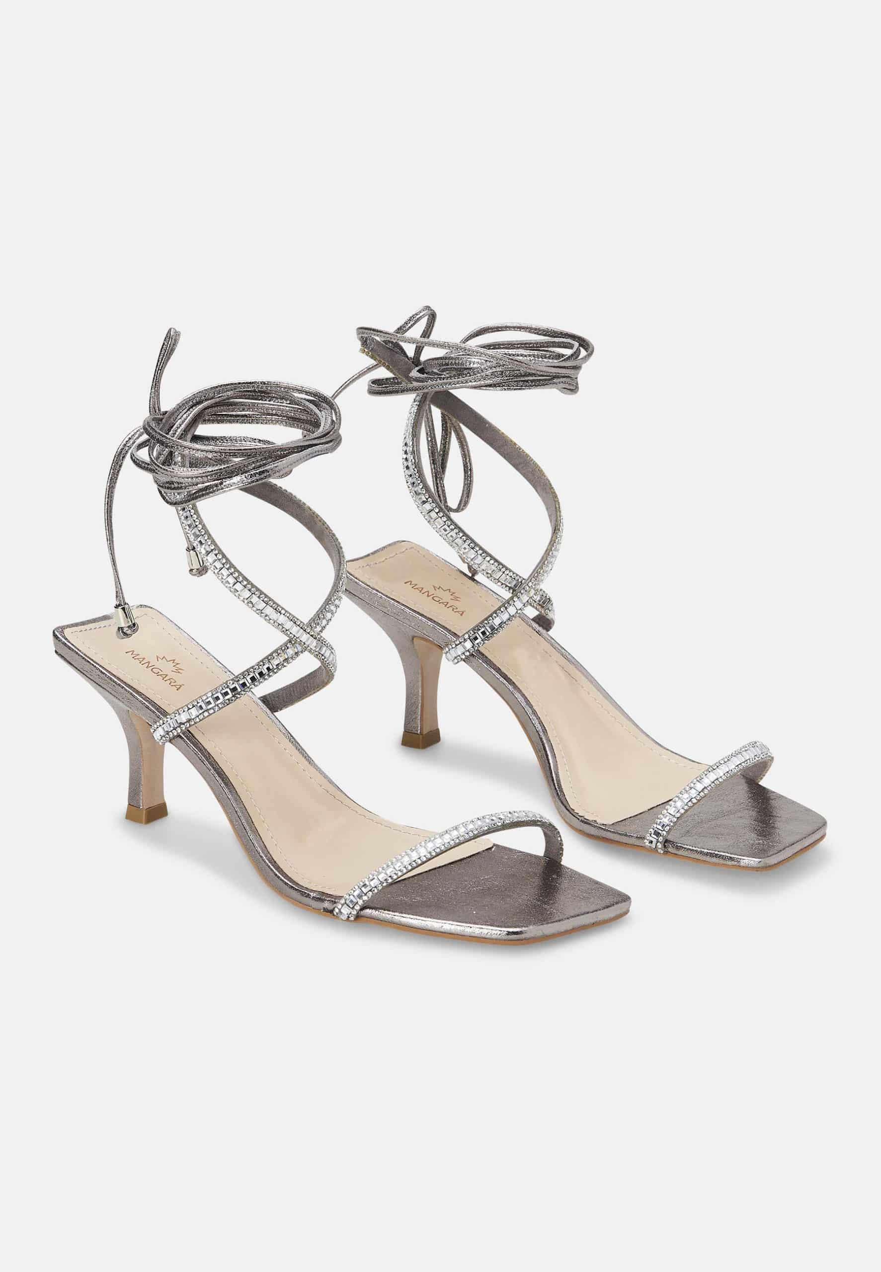 Aroeira Ankle Straps Heels Sandals by Mangará, featuring an elegant design with an 8cm heel and chic ankle strap, crafted from premium leather.