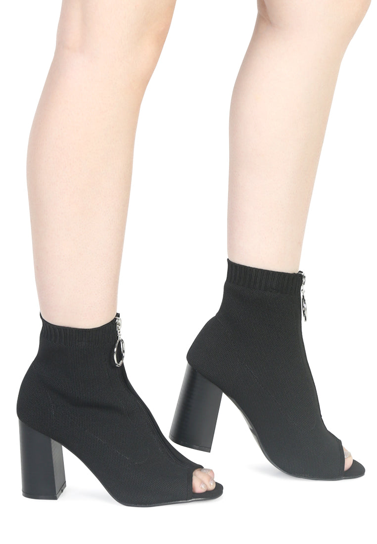 Barbie Block Heel Boots with zip closure, featuring a peep toe design and a stylish block heel, perfect for girls' fashion.