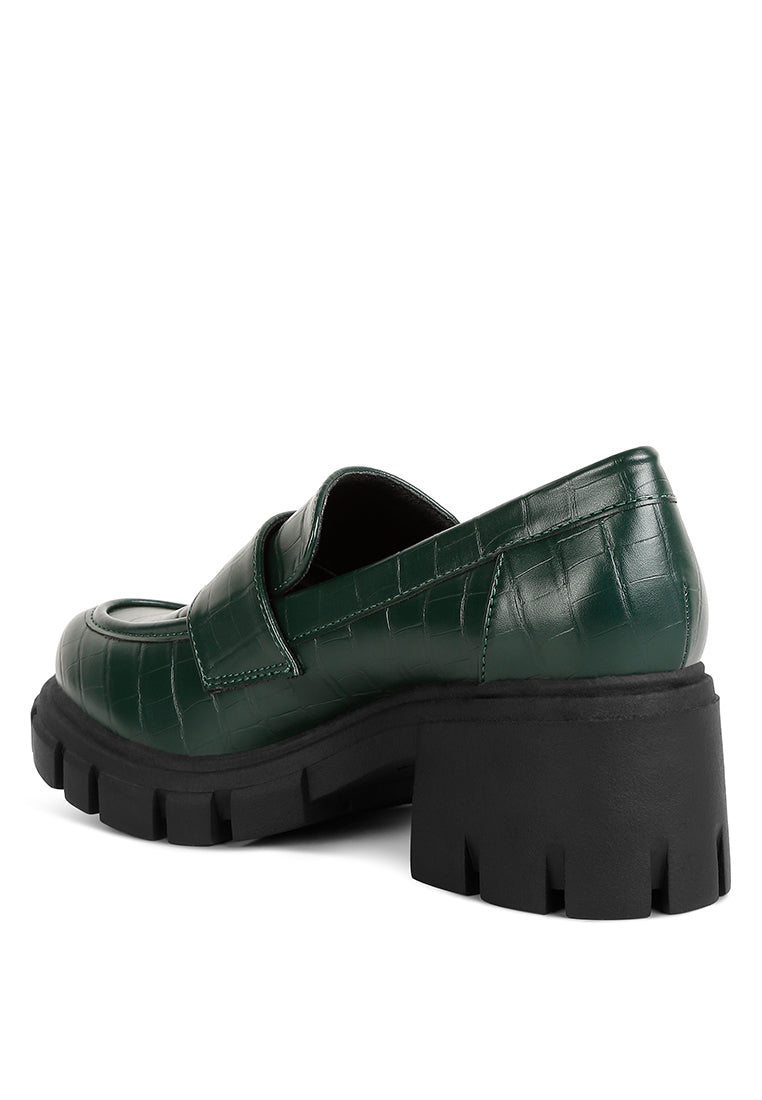 Benz Platform Loafer featuring chunky lug soles and stylish croc print design, perfect for trendy outfits.