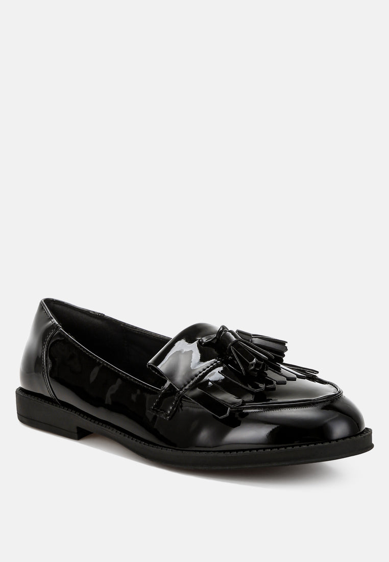 Blaneth Tassel Faux Leather Loafers showcasing stylish tassel detail and comfortable design, perfect for various occasions.