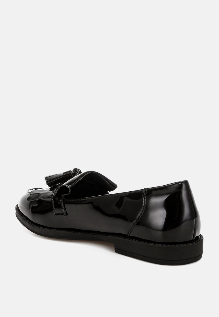 Blaneth Tassel Faux Leather Loafers showcasing stylish tassel detail and comfortable design, perfect for various occasions.