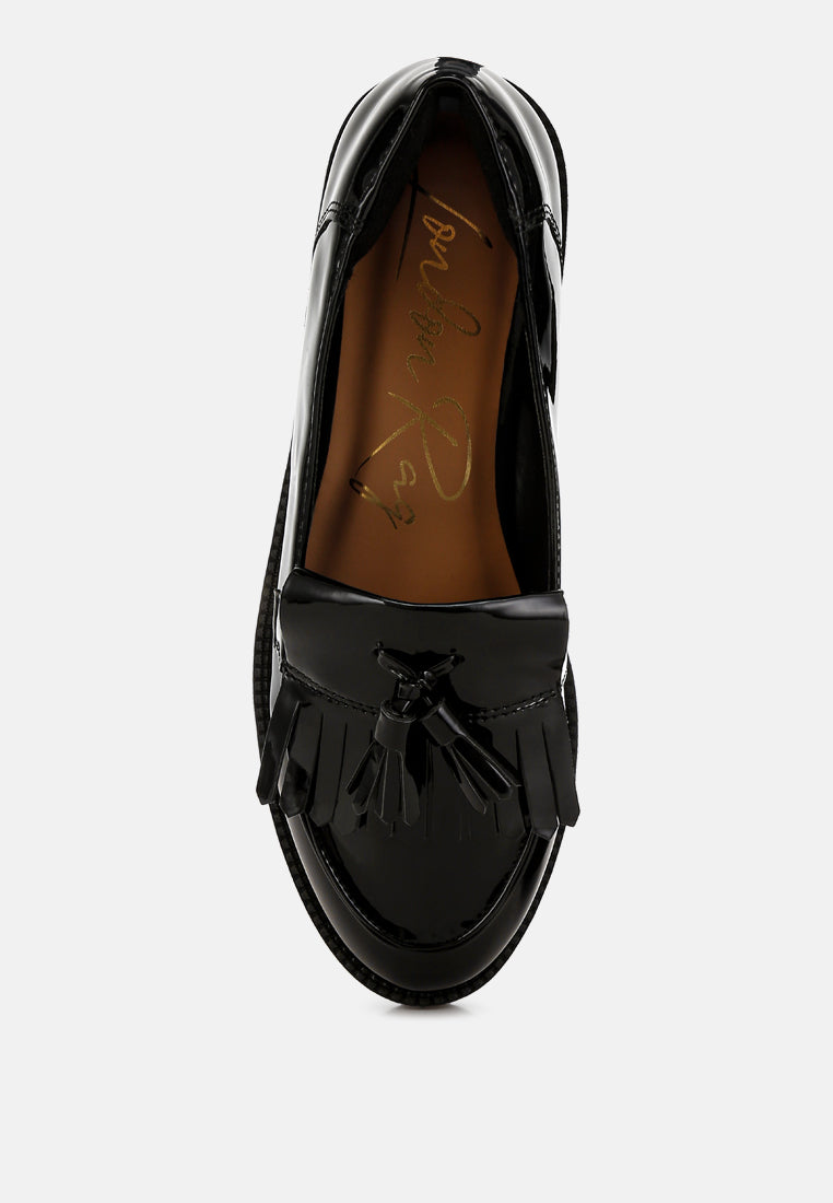 Blaneth Tassel Faux Leather Loafers showcasing stylish tassel detail and comfortable design, perfect for various occasions.