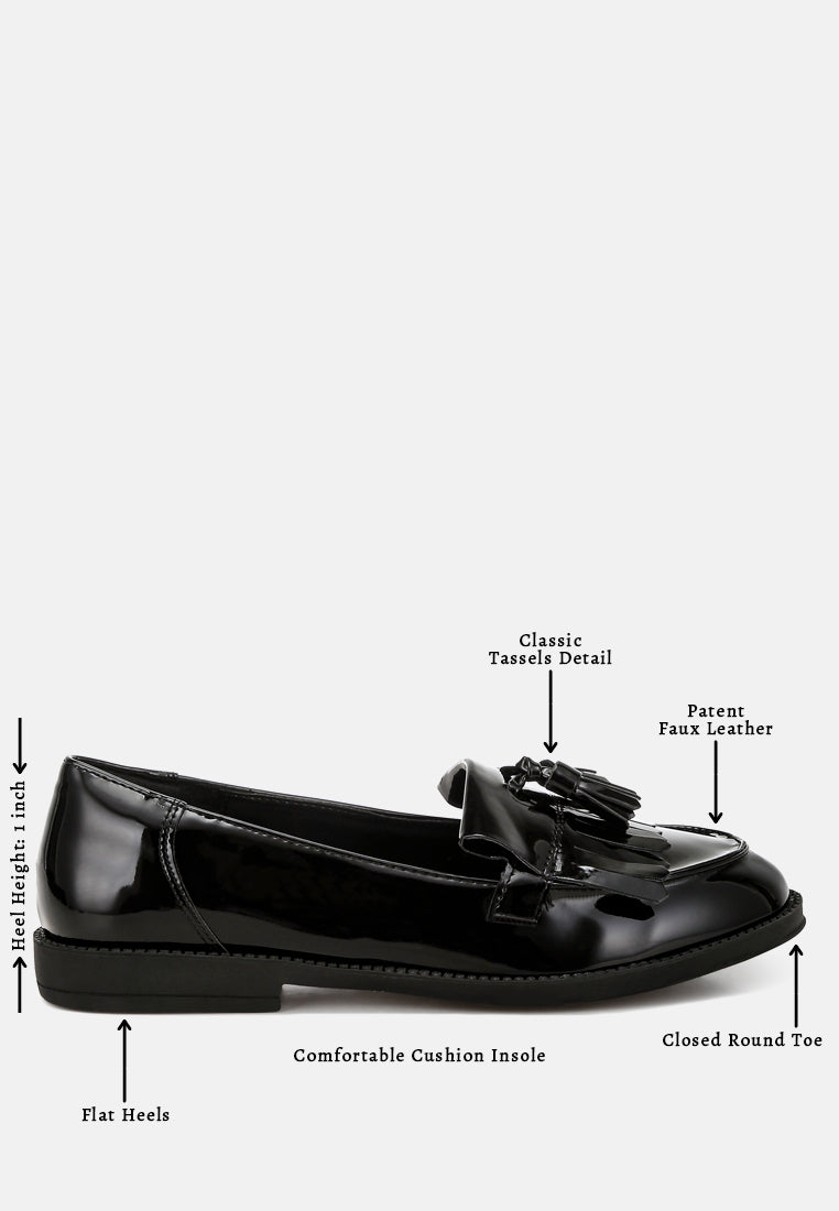 Blaneth Tassel Faux Leather Loafers showcasing stylish tassel detail and comfortable design, perfect for various occasions.