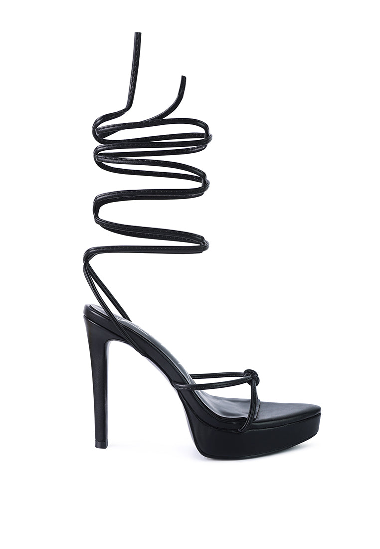 Bondage High Heel Lace Up Heels featuring a strappy design and pointed toe, perfect for stylish summer outings.