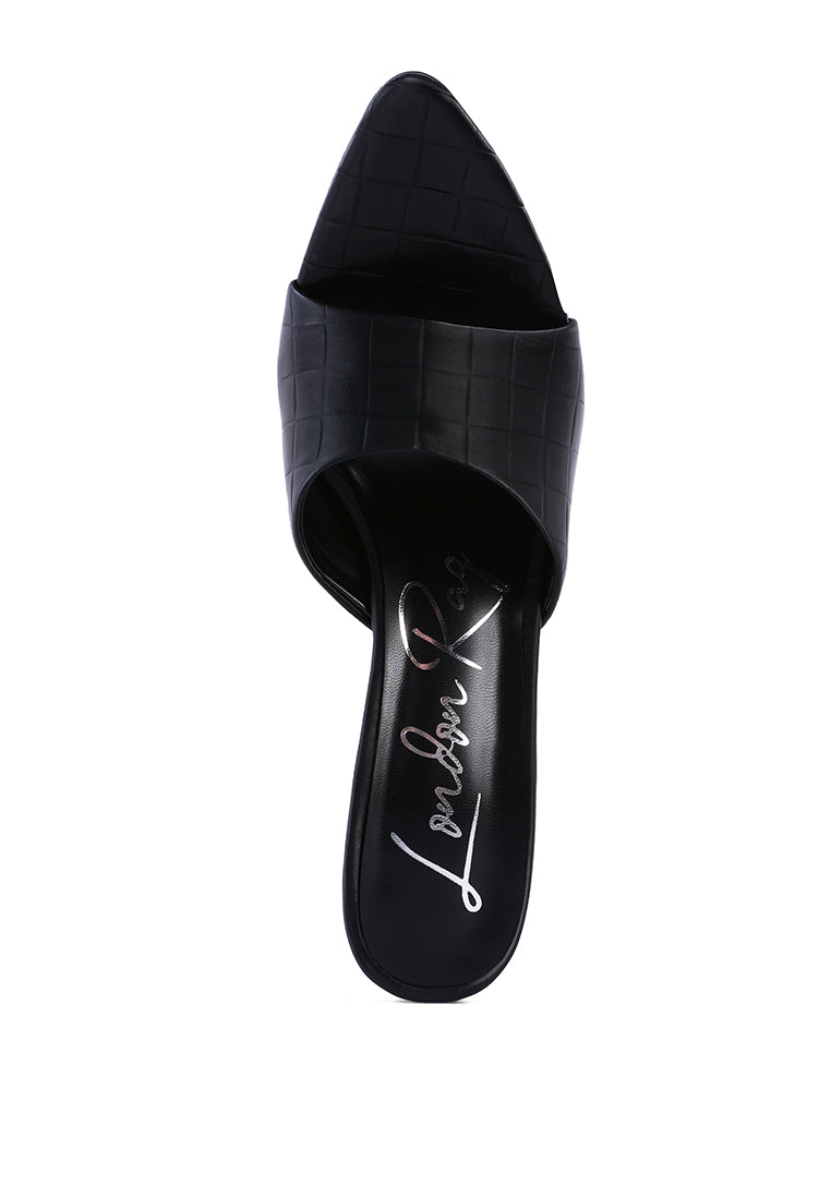 Elegant Bottoms Up Strappy Slip On Stiletto Heels featuring moon cut straps and a sleek patent faux leather finish.