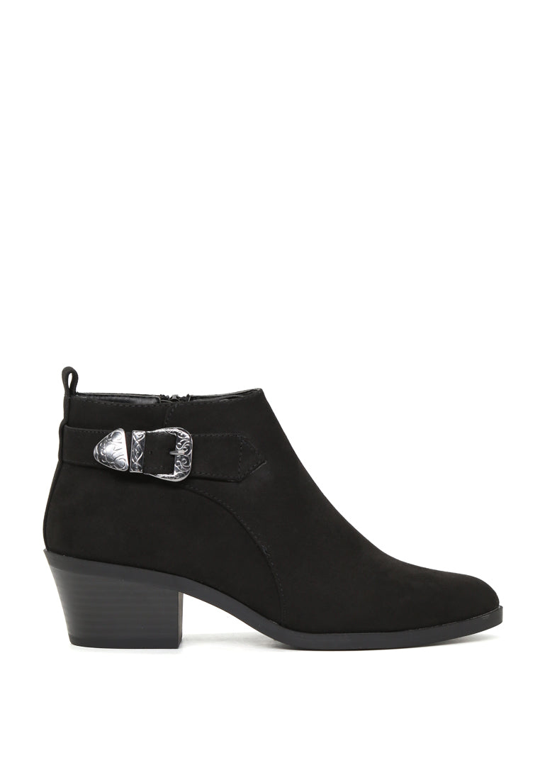 Bree Ankle Boots featuring a stylish buckle and zip closure, perfect for comfortable all-day wear.