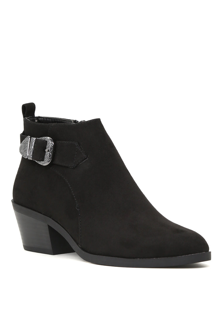 Bree Ankle Boots featuring a stylish buckle and zip closure, perfect for comfortable all-day wear.