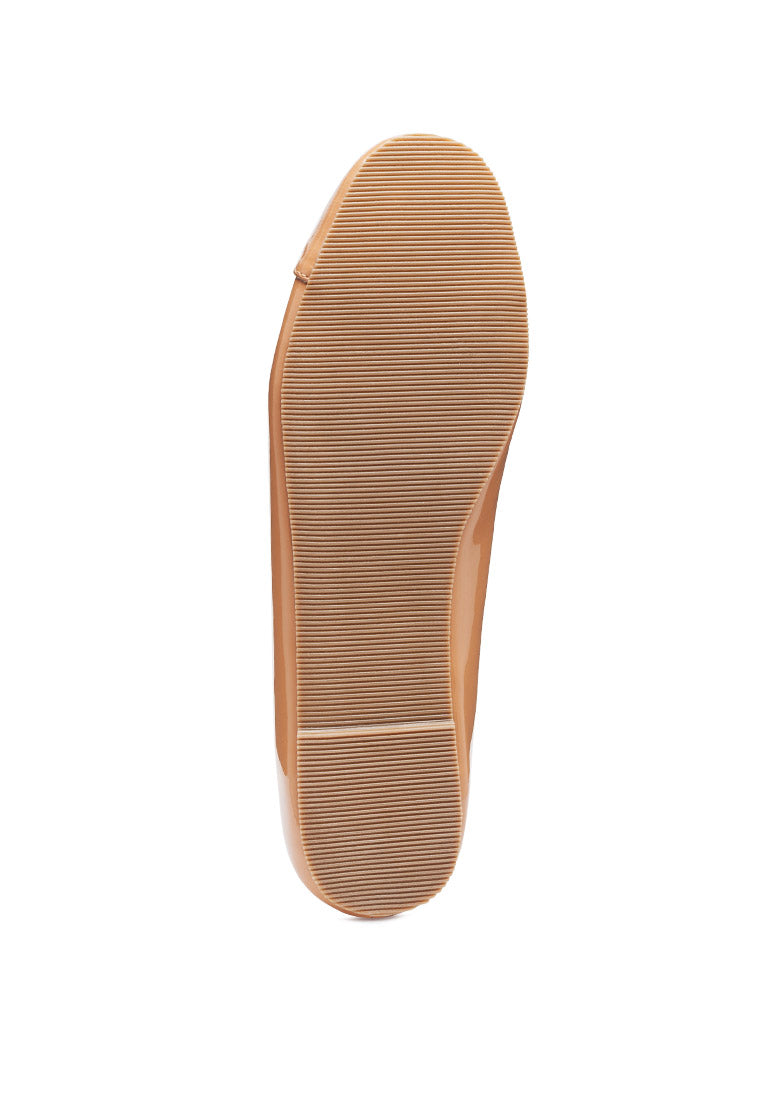 Camella Round Toe Ballerina Flat Shoes featuring a sleek design with a round toe and slip-on style, made from durable polyurethane.