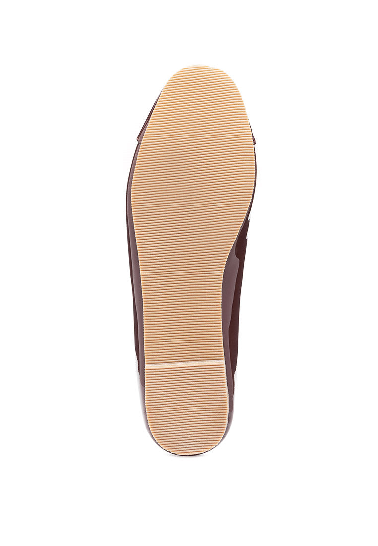 Camella Round Toe Ballerina Flat Shoes featuring a sleek design with a round toe and slip-on style, made from durable polyurethane.