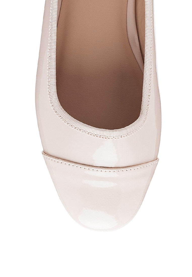 Camella Round Toe Ballerina Flat Shoes featuring a sleek design with a round toe and slip-on style, made from durable polyurethane.