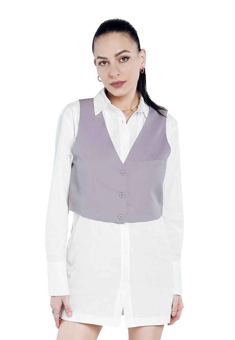 A stylish Casual Button Down Vest featuring a V neck, sleeveless design, and a front pocket, perfect for layering or standalone wear.