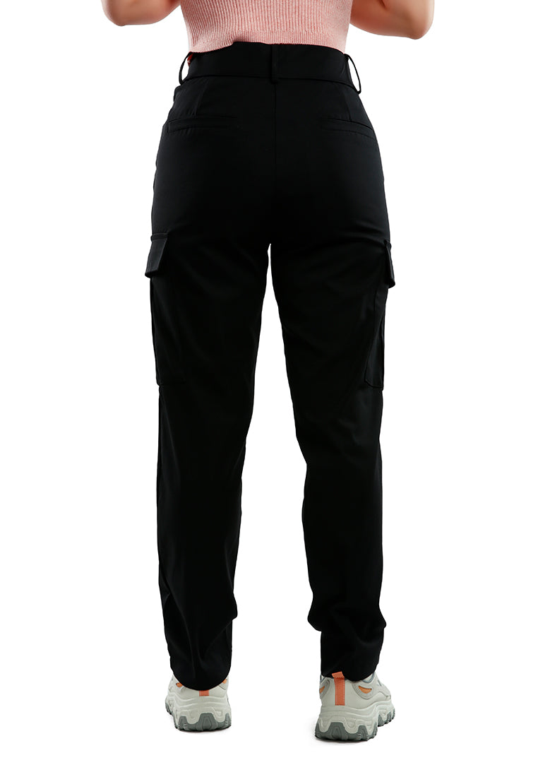 Casual High Waist Straight Pants in soft Polycot fabric, featuring flap pockets and belt loops, perfect for work or casual wear.