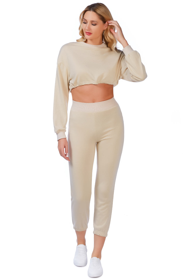 Casual Solid Sweat Pants in cotton with elasticated waistband and ankle band detail, perfect for loungewear.