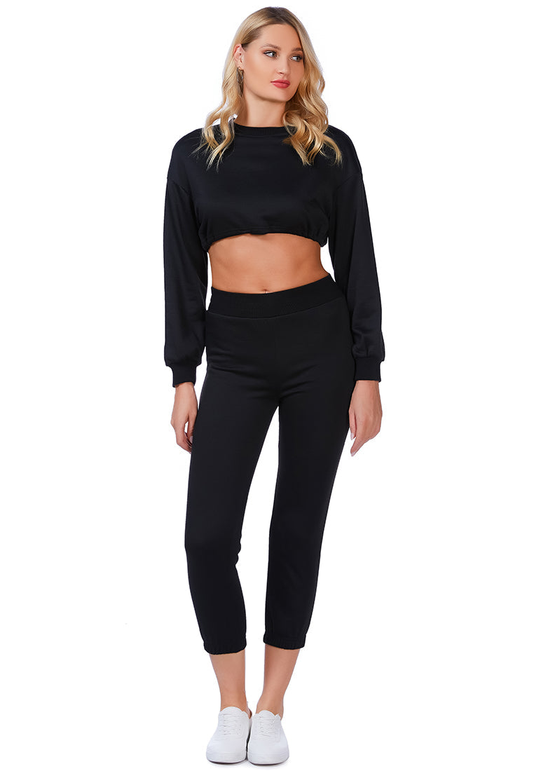 Casual Solid Sweat Pants in cotton with elasticated waistband and ankle band detail, perfect for loungewear.