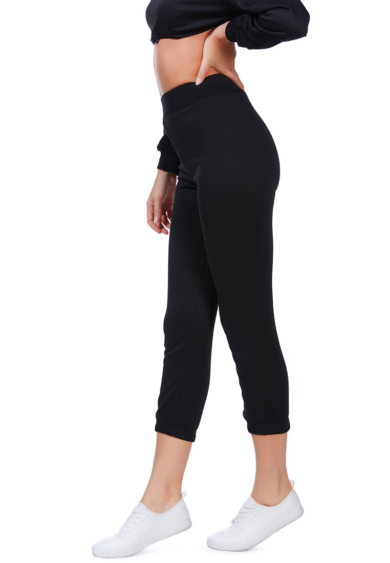 Casual Solid Sweat Pants in cotton with elasticated waistband and ankle band detail, perfect for loungewear.