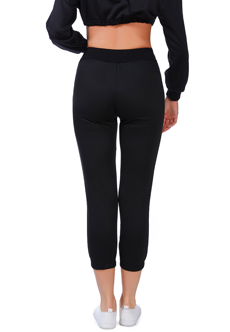 Casual Solid Sweat Pants in cotton with elasticated waistband and ankle band detail, perfect for loungewear.