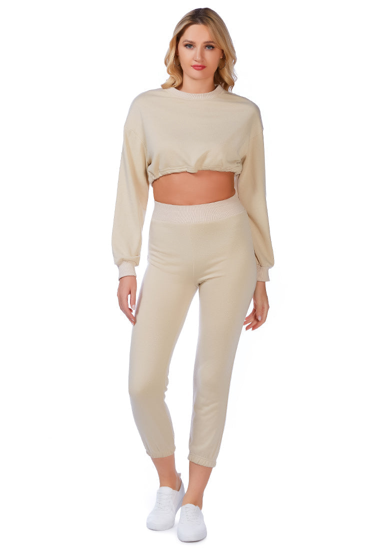 Casual Solid Sweat Pants in cotton with elasticated waistband and ankle band detail, perfect for loungewear.