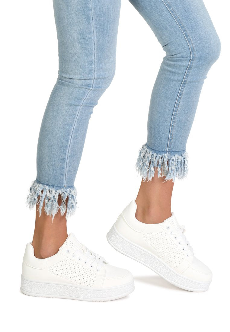 A pair of stylish Chunky Lace-Up Sneakers featuring a chunky design, round toe, and lace-up closure, perfect for casual wear.