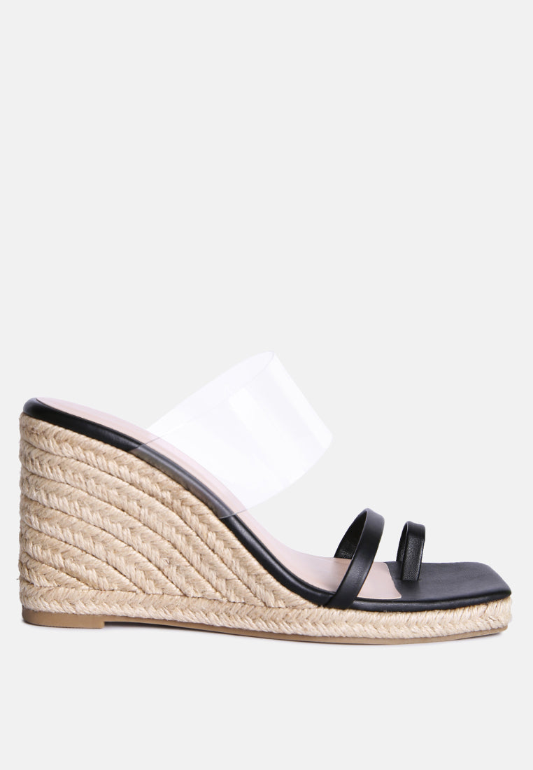 Clear Path Toe Ring Espadrilles Wedge Sandals featuring clear straps and a stylish wedge design, perfect for summer wear.