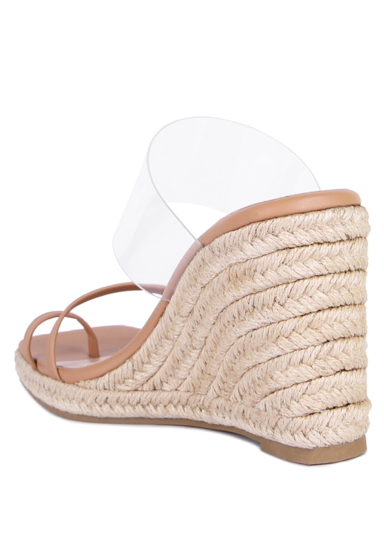 Clear Path Toe Ring Espadrilles Wedge Sandals featuring clear straps and a stylish wedge design, perfect for summer wear.