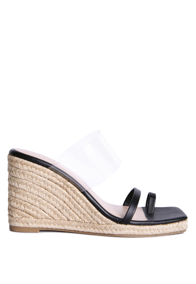 Clear Path Toe Ring Espadrilles Wedge Sandals featuring clear straps and a stylish wedge design, perfect for summer wear.