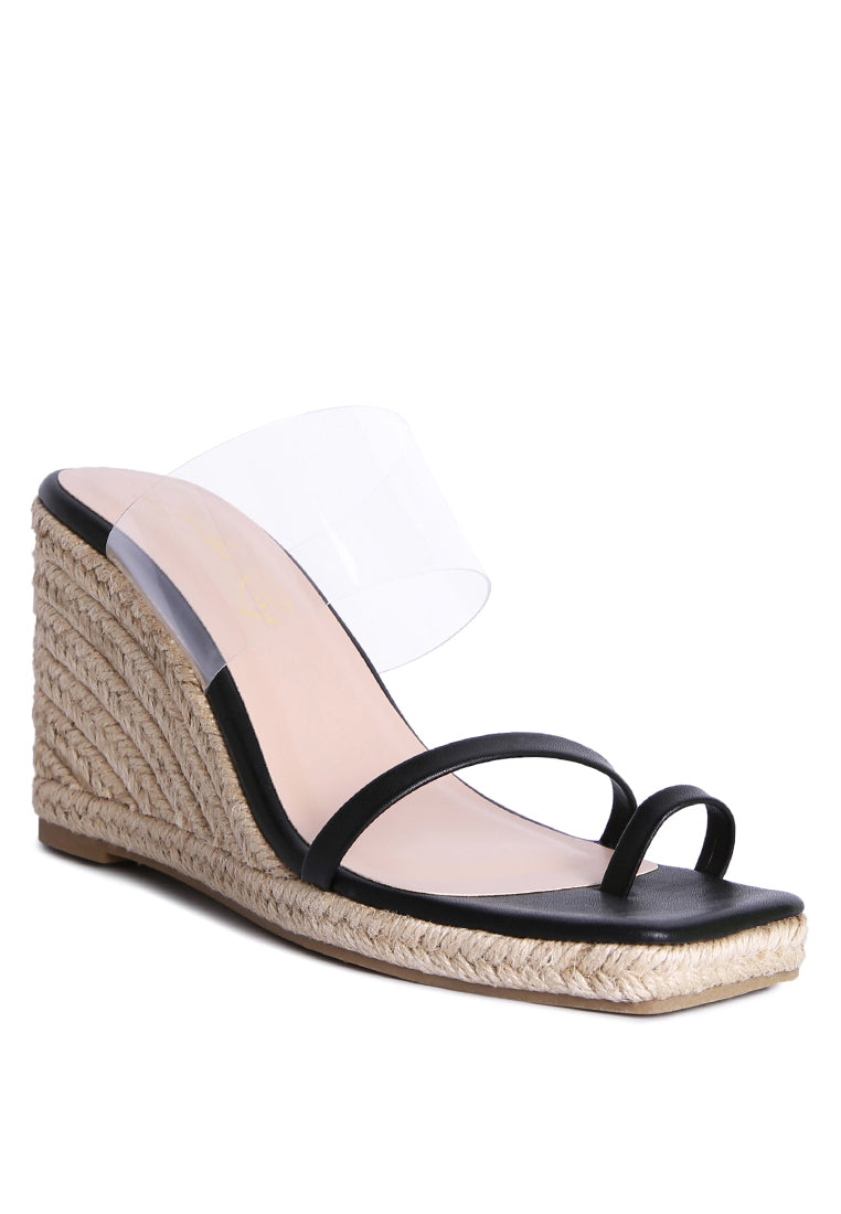 Clear Path Toe Ring Espadrilles Wedge Sandals featuring clear straps and a stylish wedge design, perfect for summer wear.