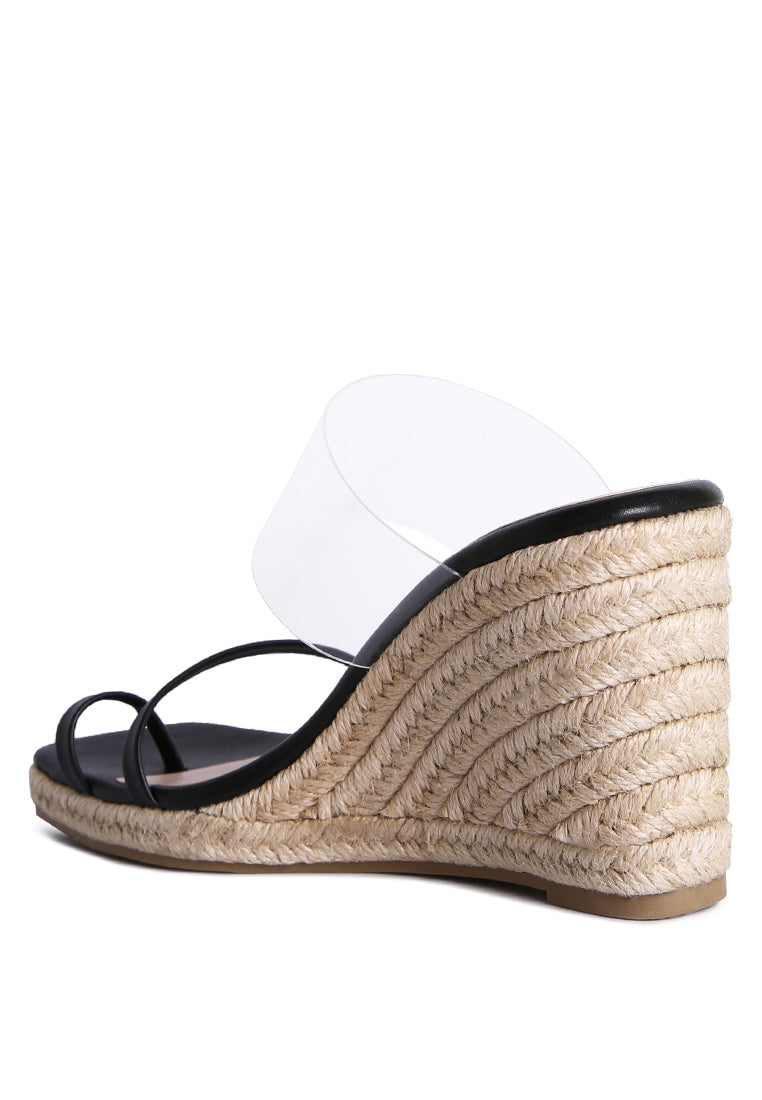 Clear Path Toe Ring Espadrilles Wedge Sandals featuring clear straps and a stylish wedge design, perfect for summer wear.