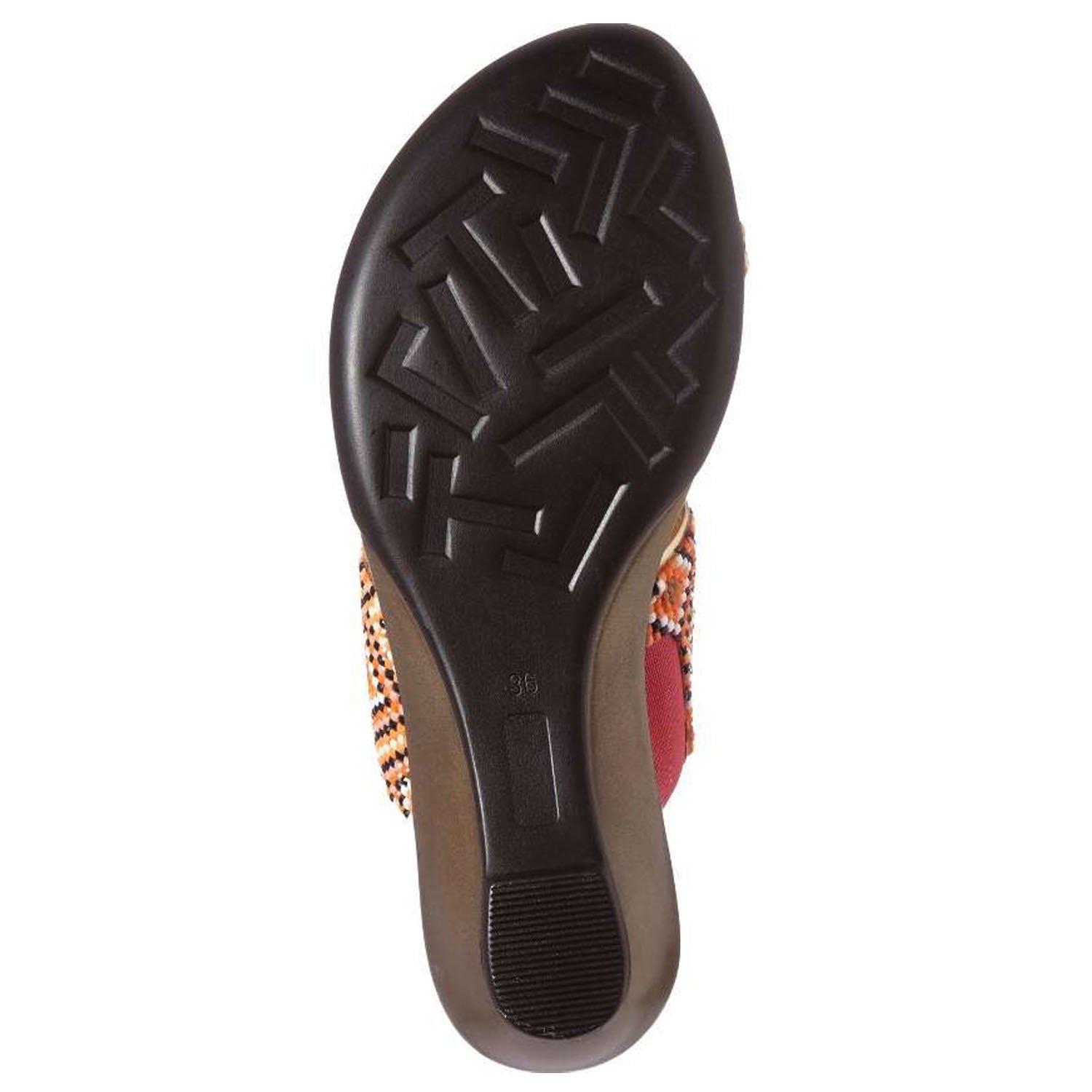 Coastal sandals featuring a diamond patterned leather upper, memory foam padding, and a low wedge outsole, perfect for summer outings.