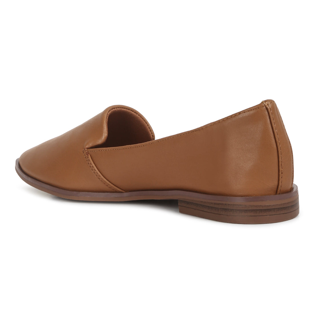 A pair of brown Comfortable Fit Moccasin Loafers with a soft PU upper and TPR outer sole, showcasing a stylish closed toe design.