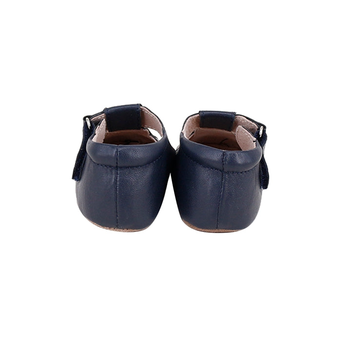 Dakota Baby & Toddler First/Pre Walker Shoes in Navy, made from soft leather with a hook and loop fastener.