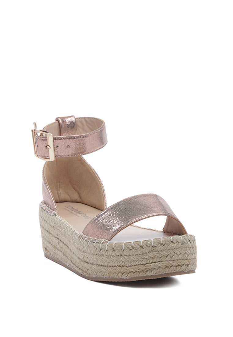 Diyora Braided Espadrilles Sandals featuring a stylish braided jute design and a finished metal buckle closure, perfect for summer wear.