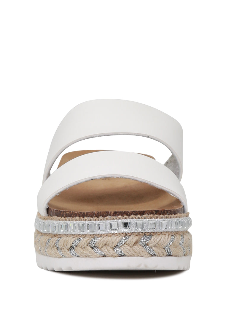 A pair of Elsa Double Strap Platform Espadrilles Wedges featuring a stylish double strap design and a comfortable platform heel, perfect for summer wear.