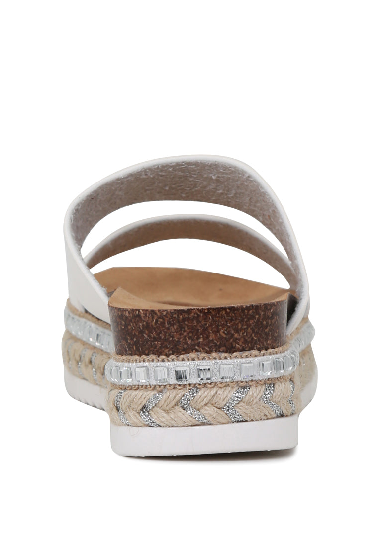 A pair of Elsa Double Strap Platform Espadrilles Wedges featuring a stylish double strap design and a comfortable platform heel, perfect for summer wear.