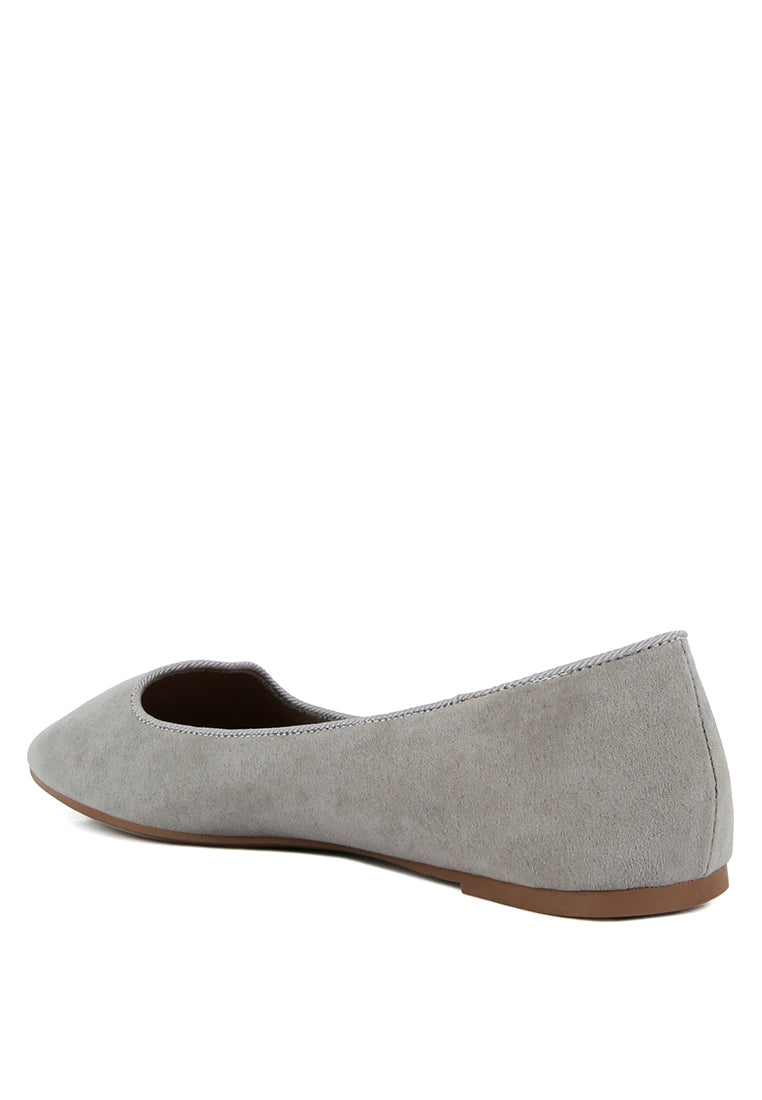 A pair of Eyeore Microfiber Casual Ballerinas featuring a soft microfiber upper, pointed toe design, and durable rubber outsole, perfect for casual wear.