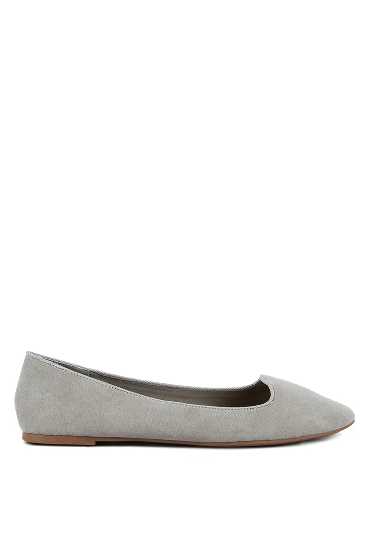 A pair of Eyeore Microfiber Casual Ballerinas featuring a soft microfiber upper, pointed toe design, and durable rubber outsole, perfect for casual wear.